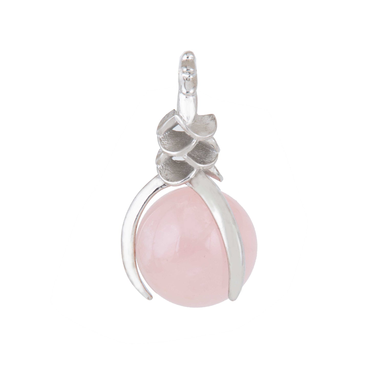 Natural Rose Quartz Ball Crystal Pendant in metal