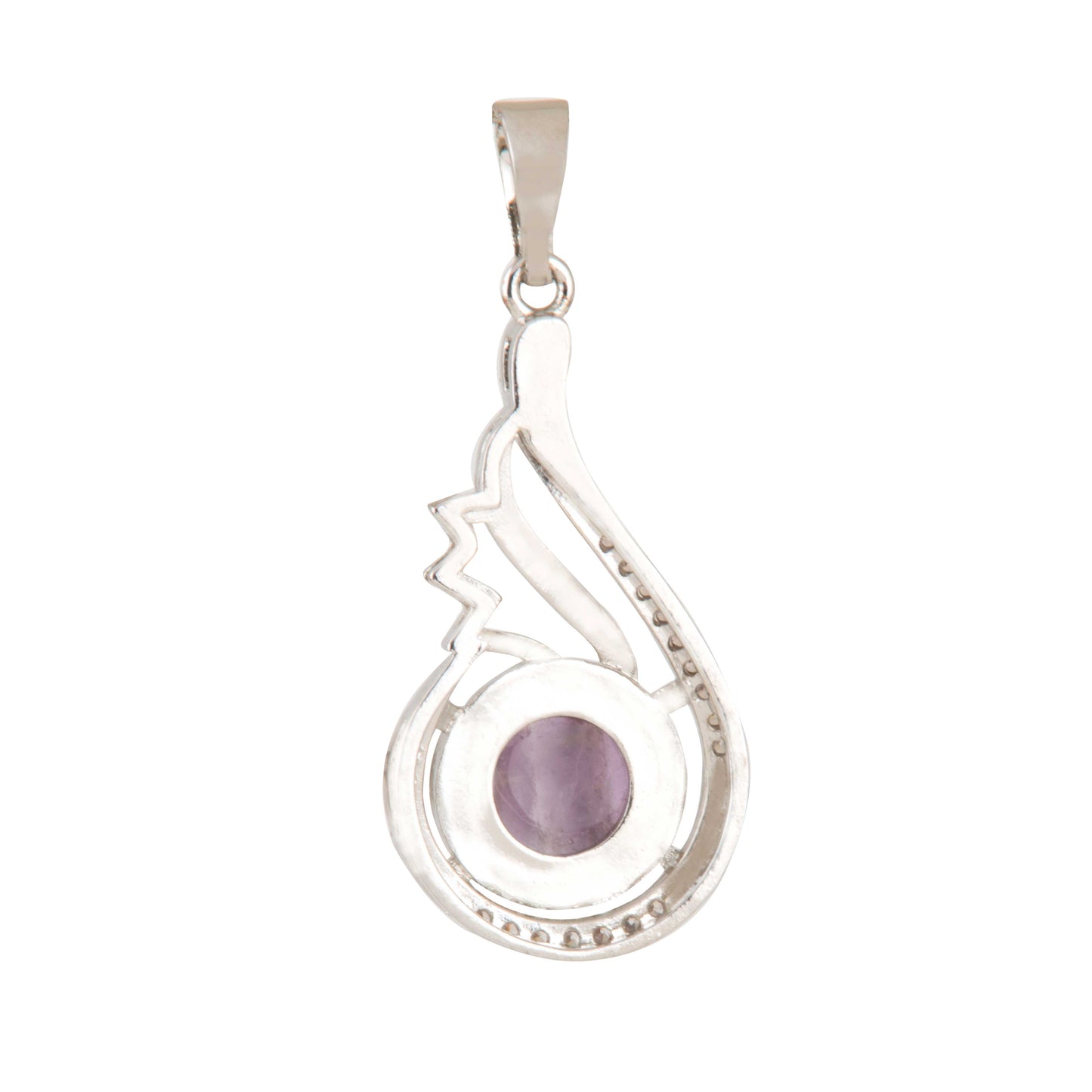 Natural Amethyst Round Crystal Pendant in metal