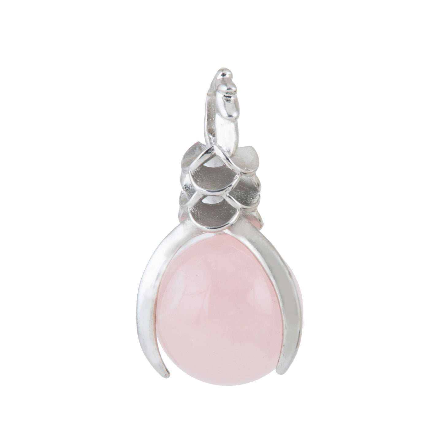 Natural Rose Quartz Ball Crystal Pendant in metal