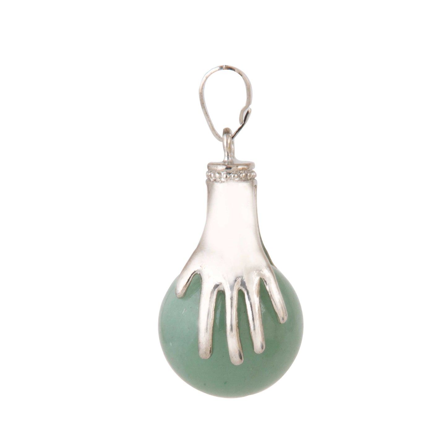 Natural Green Aventurine Hand Crystal Pendant in metal