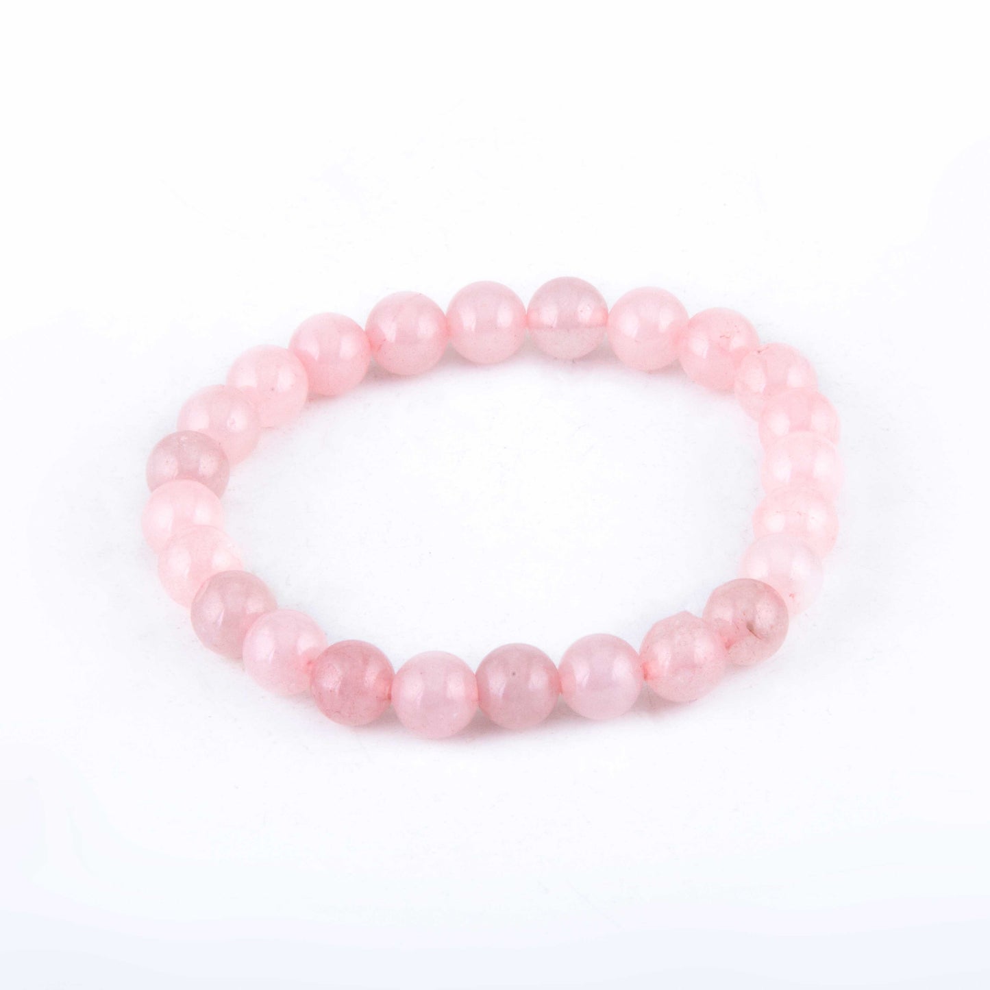Natural Rose Quartz 8 mm Beads in stretchable Bracelet for Men and Women