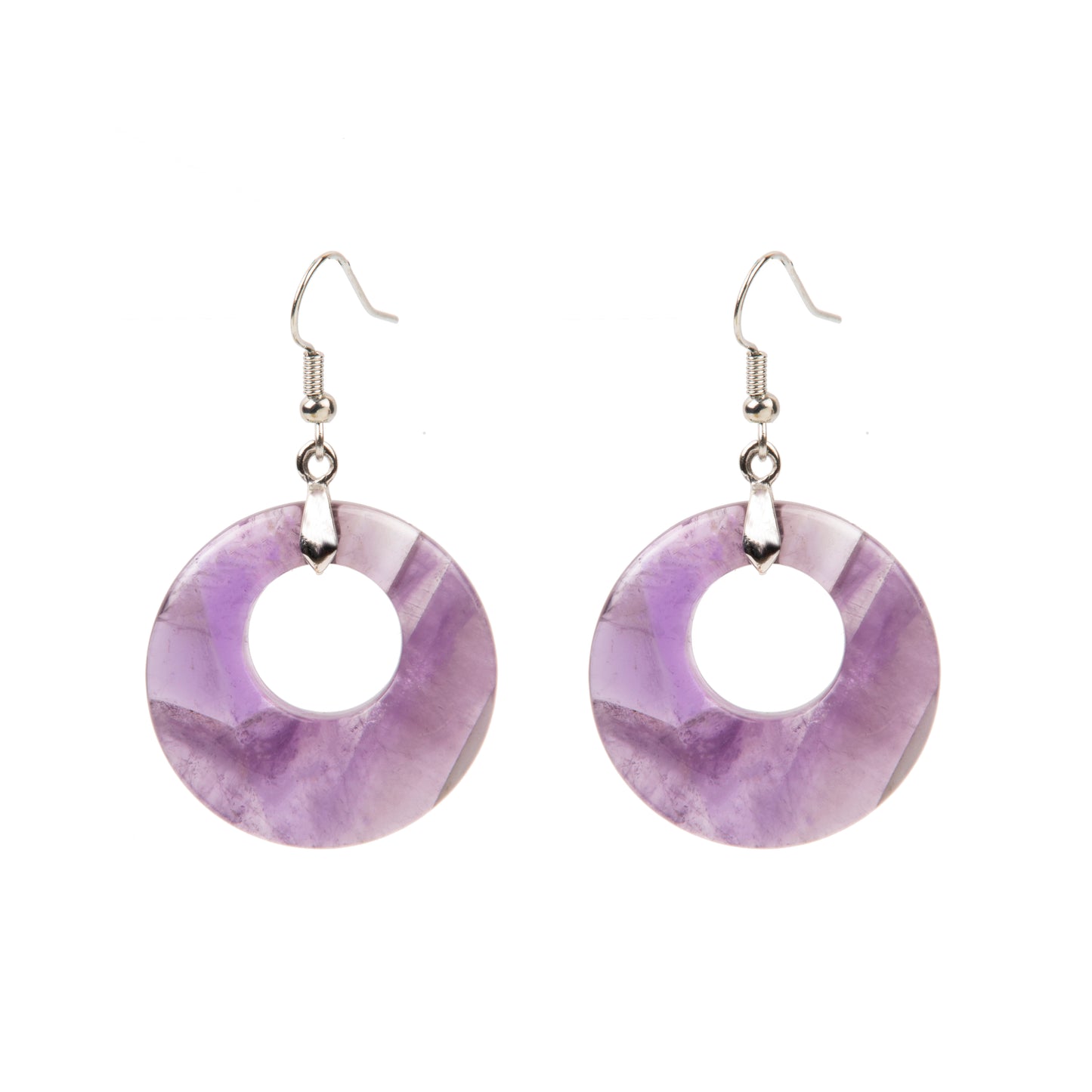 Natural Amethyst Crystal earring in metal For Women