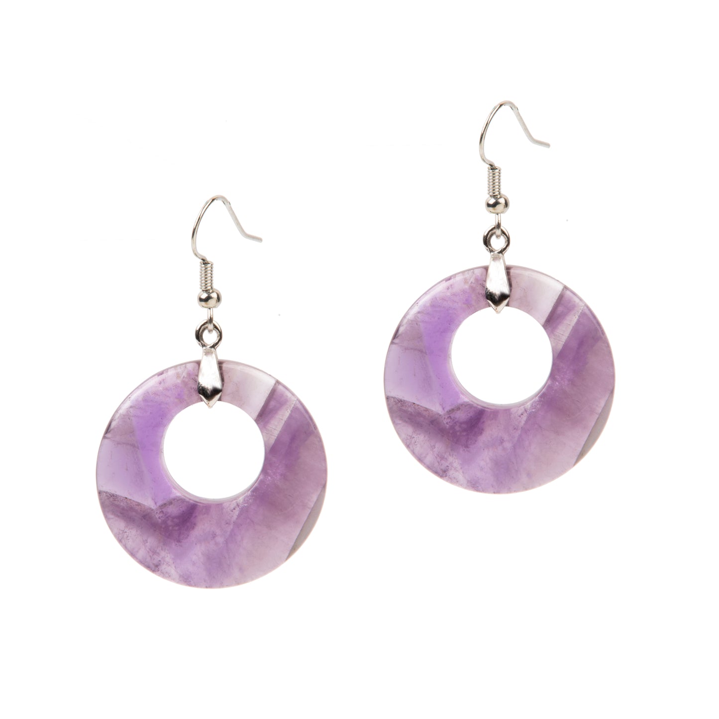 Natural Amethyst Crystal earring in metal For Women