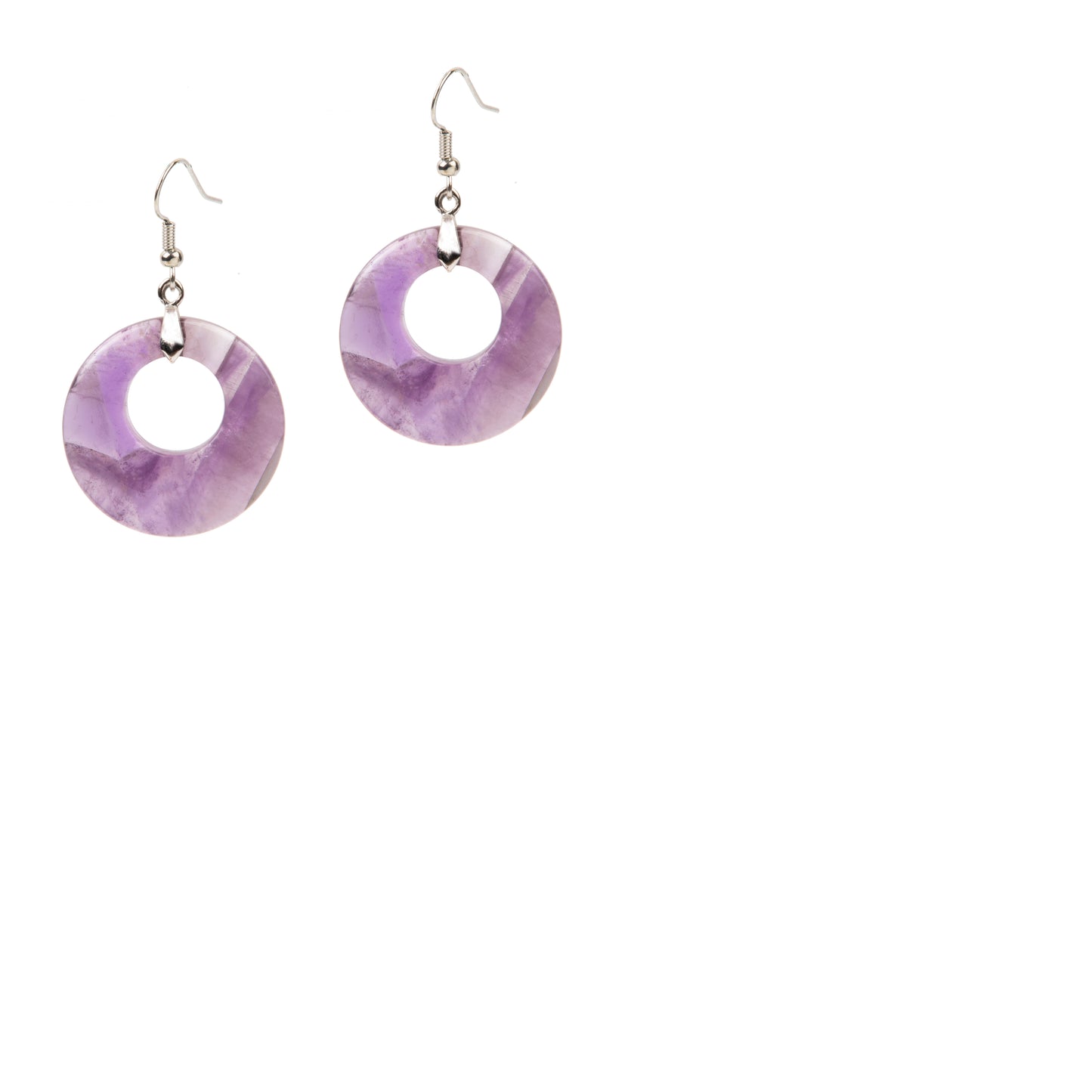 Natural Amethyst Crystal earring in metal For Women