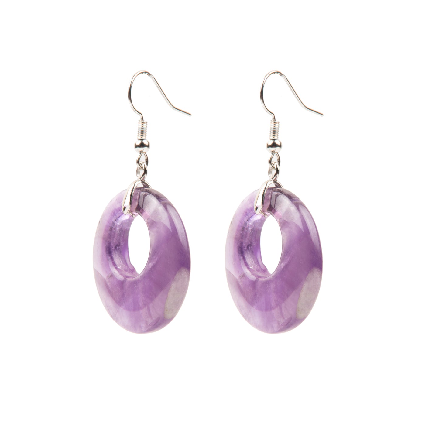 Natural Amethyst Crystal earring in metal For Women