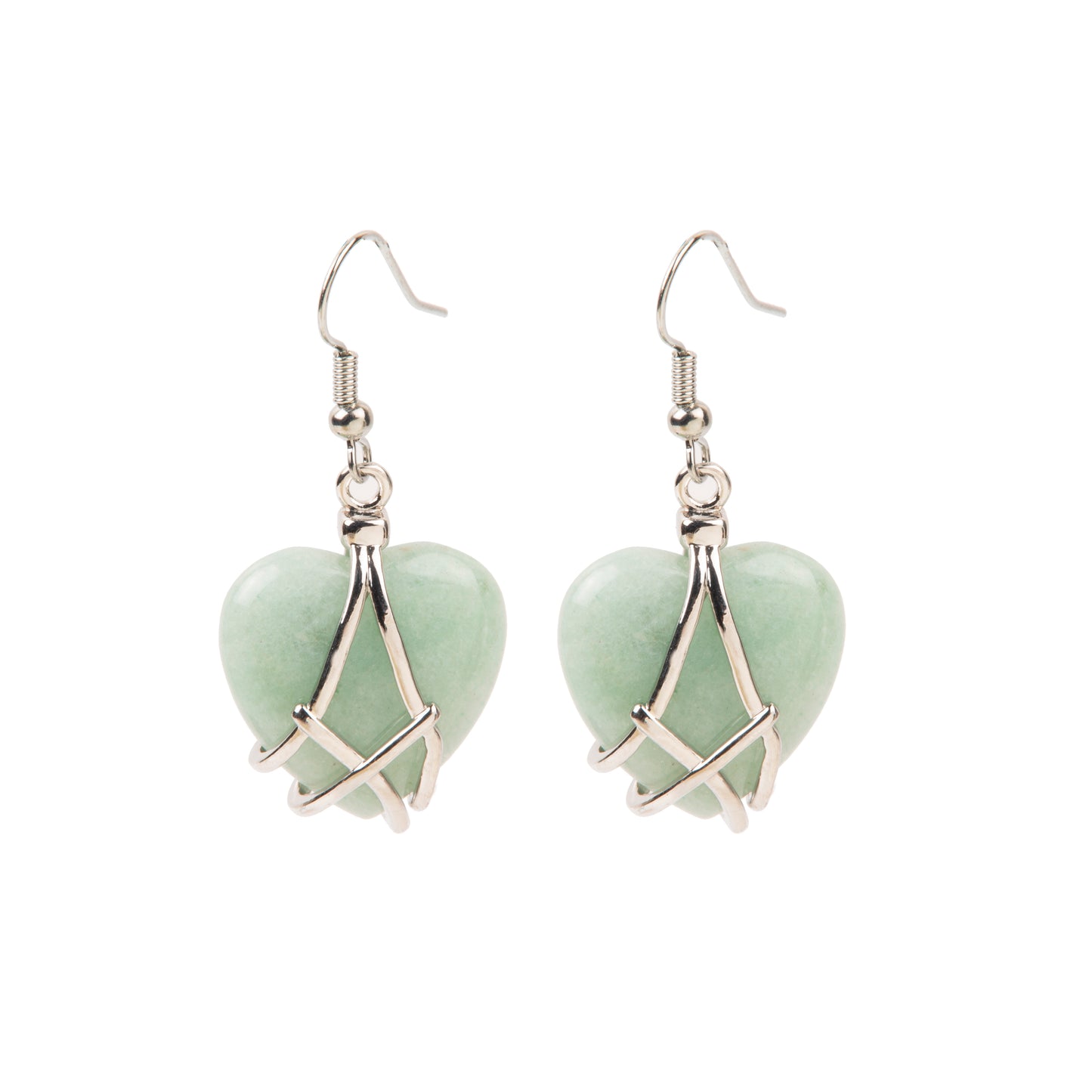 Natural Green Aventurine Crystal earring in metal for Women