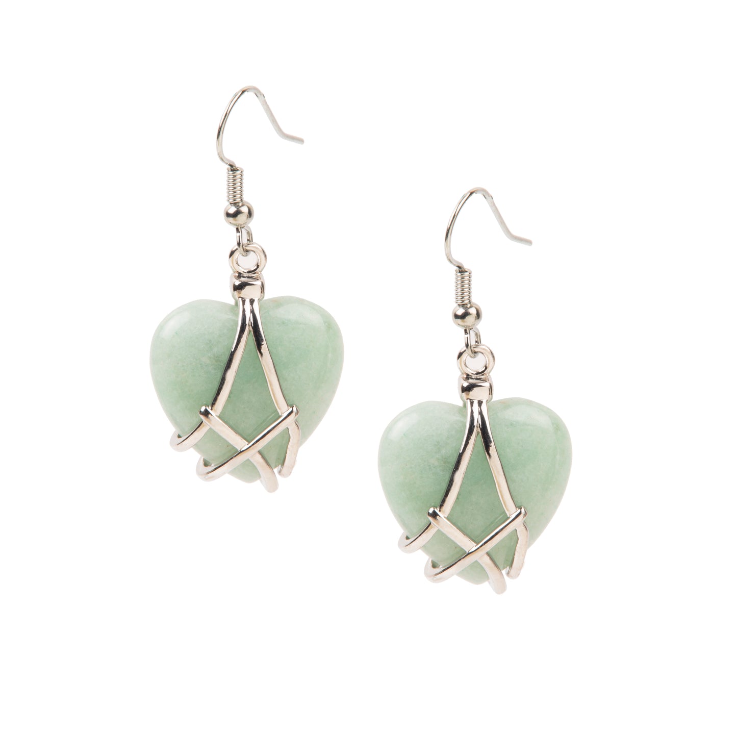 Natural Green Aventurine Crystal earring in metal for Women