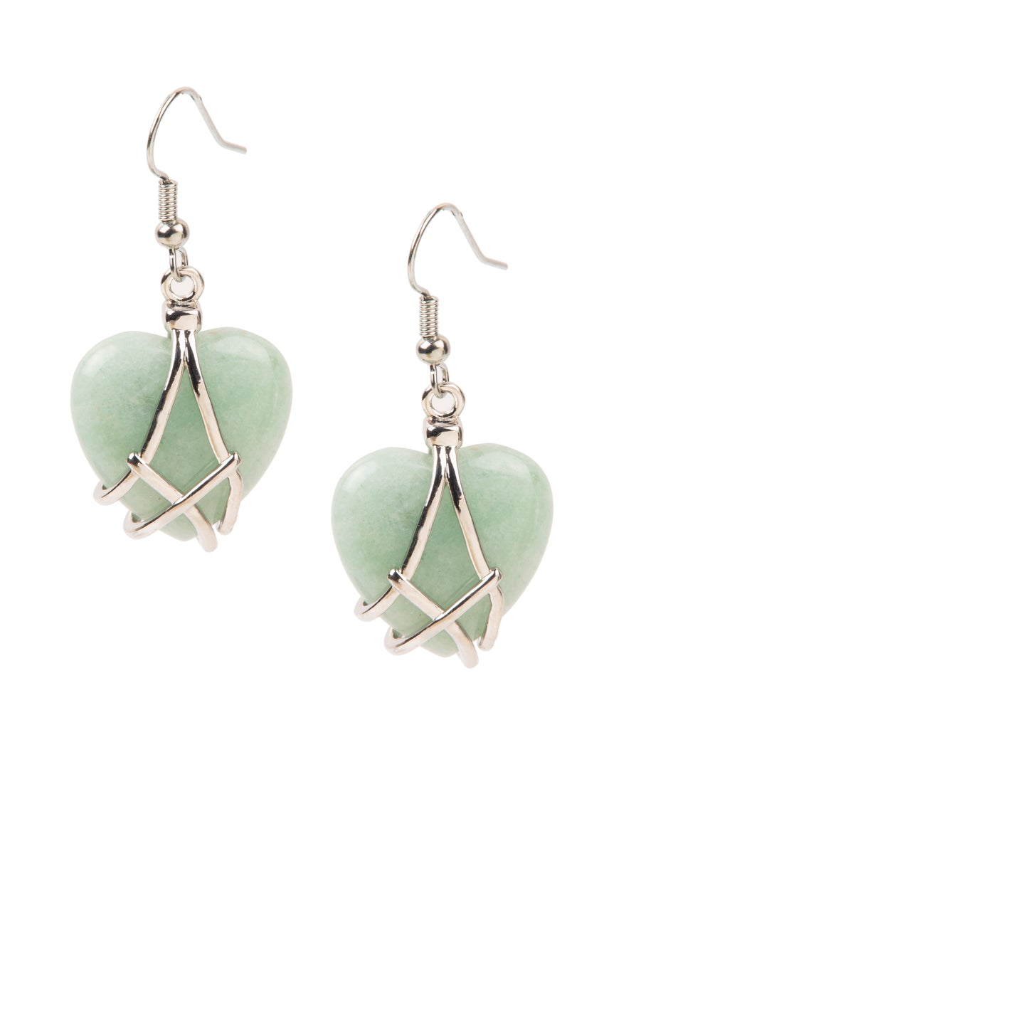 Natural Green Aventurine Crystal earring in metal for Women