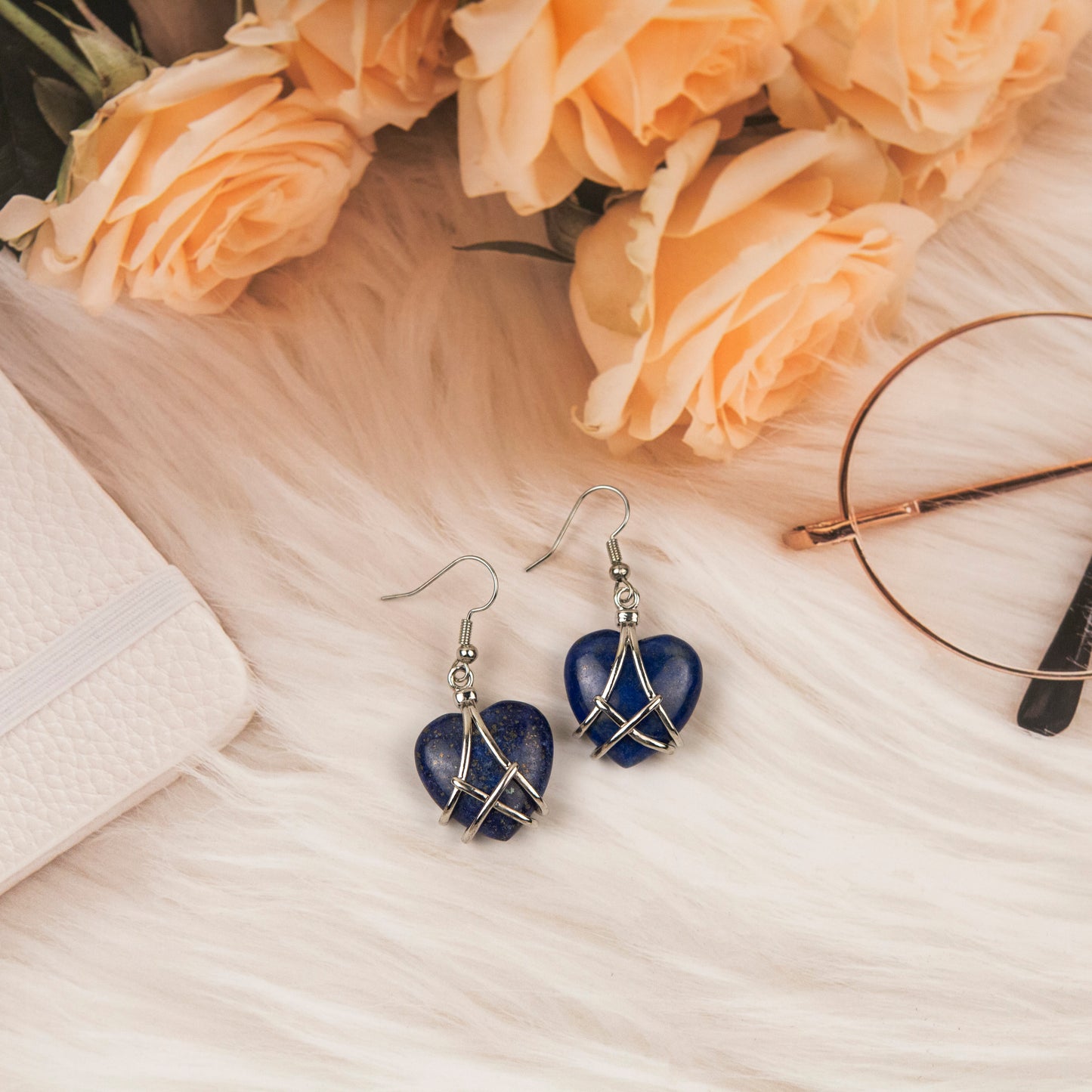 Natural Lapis Lazulli Crystal earring in metal For Women