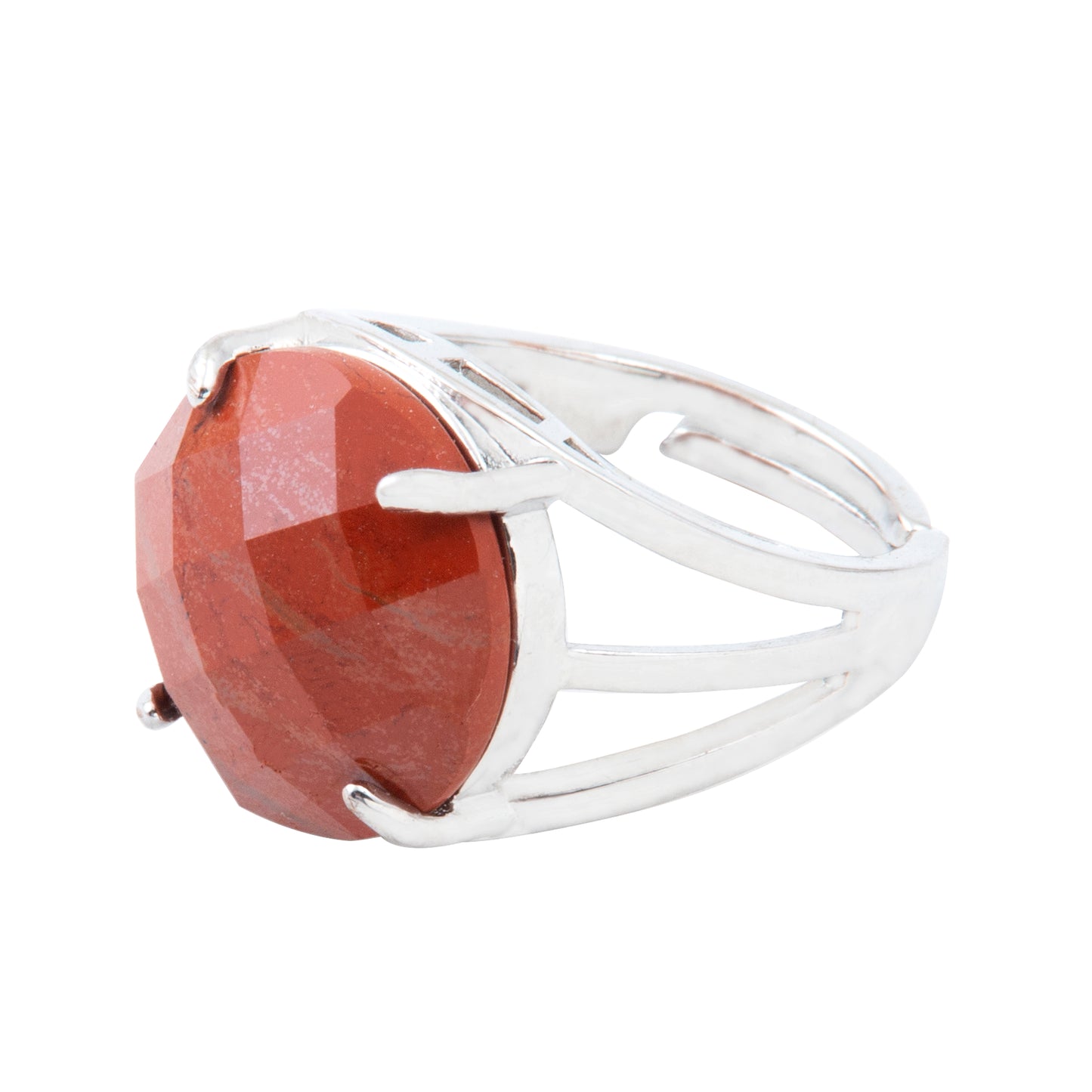 Natural Red Jasper Crystal Round ring in metal with Adjustable Size For Men And Women