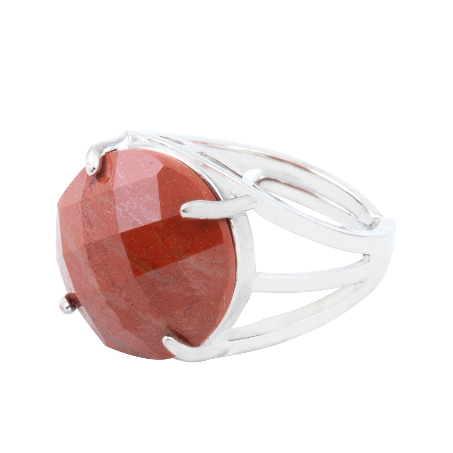 Natural Red Jasper Crystal Round ring in metal with Adjustable Size For Men And Women