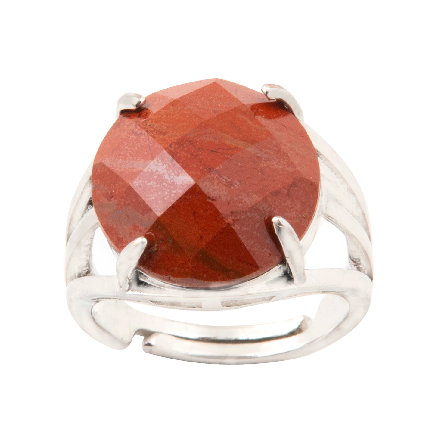 Natural Red Jasper Crystal Round ring in metal with Adjustable Size For Men And Women