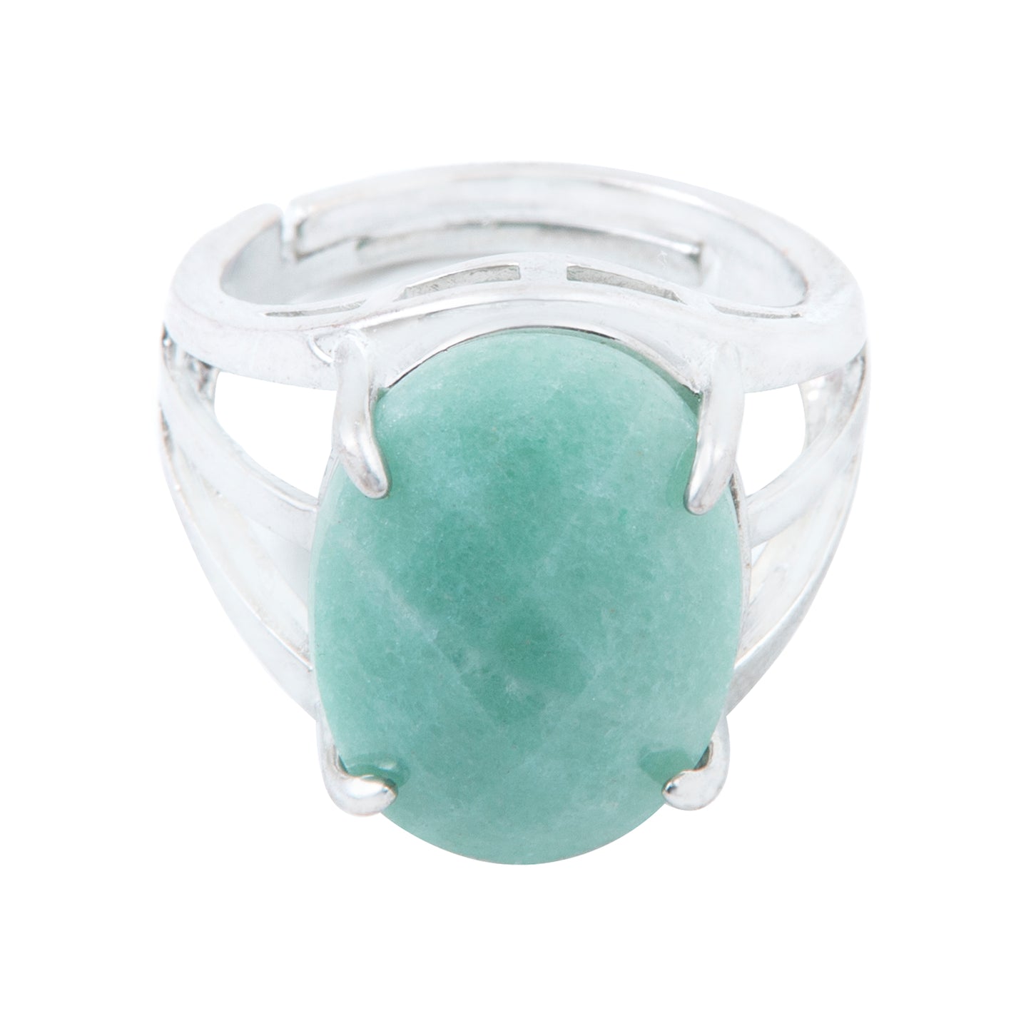 Natural Green Aventurine Crystal Oval ring in metal with Adjustable Size For Men And Women
