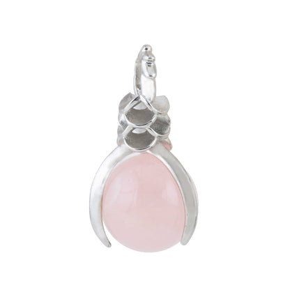 Natural Rose Quartz Ball Crystal Pendant in metal