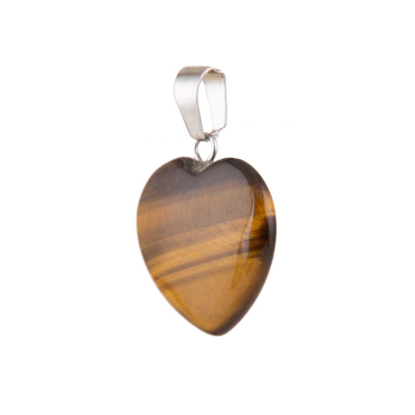 Natural Tigers Eye Heart Crystal Pendant in metal