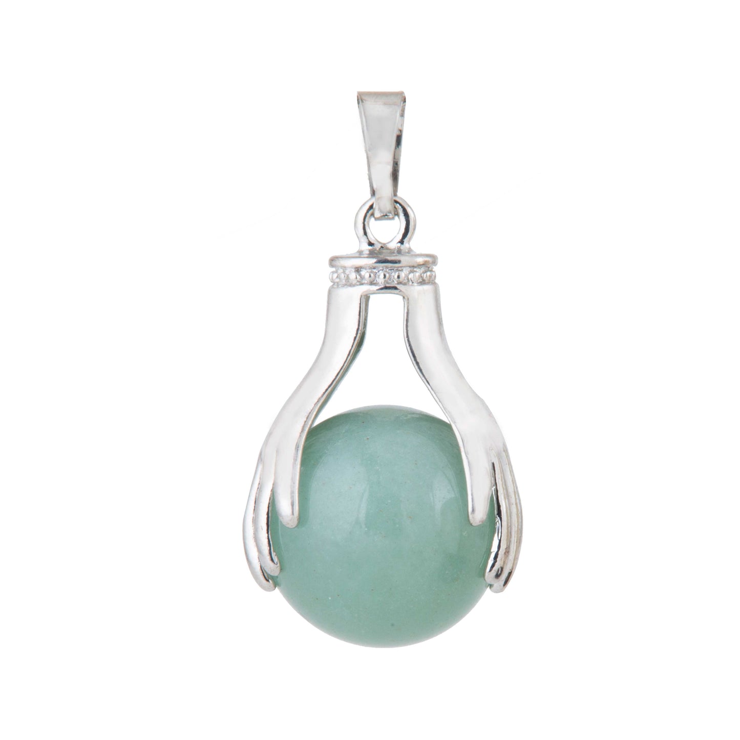 Natural Green Aventurine Hand Crystal Pendant in metal