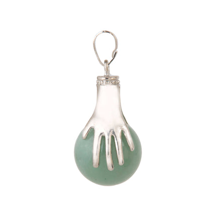Natural Green Aventurine Hand Crystal Pendant in metal