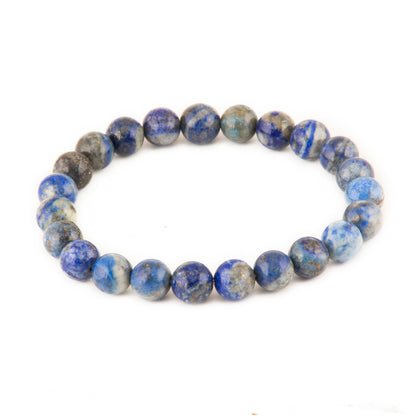 Natural Lapis Lazulli 8 mm Beads in stretchable Bracelet for Men and Women