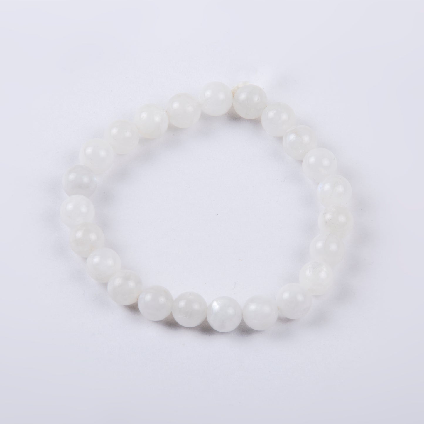 Natural Moonstone 8 mm Beads in stretchable Bracelet for Men and Women