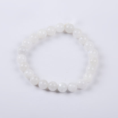 Natural Moonstone 8 mm Beads in stretchable Bracelet for Men and Women
