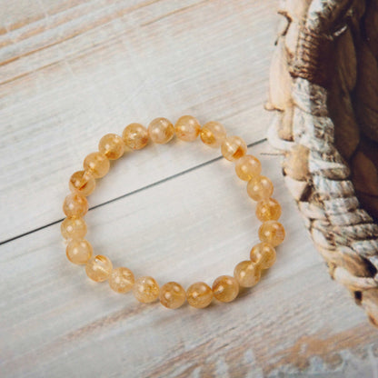 Natural Citrine 8 mm Beads in stretchable Bracelet for Men and Women