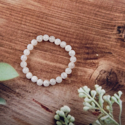 Natural Moonstone 8 mm Beads in stretchable Bracelet for Men and Women