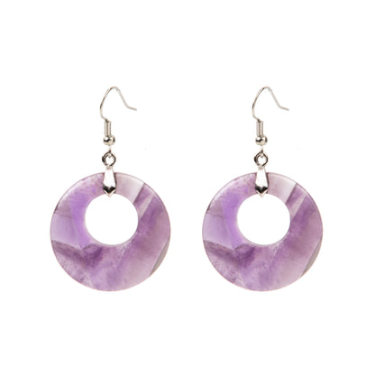 Natural Amethyst Crystal earring in metal  For Women