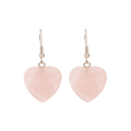 Natural Rose Quartz Crystal earring in metal for Women