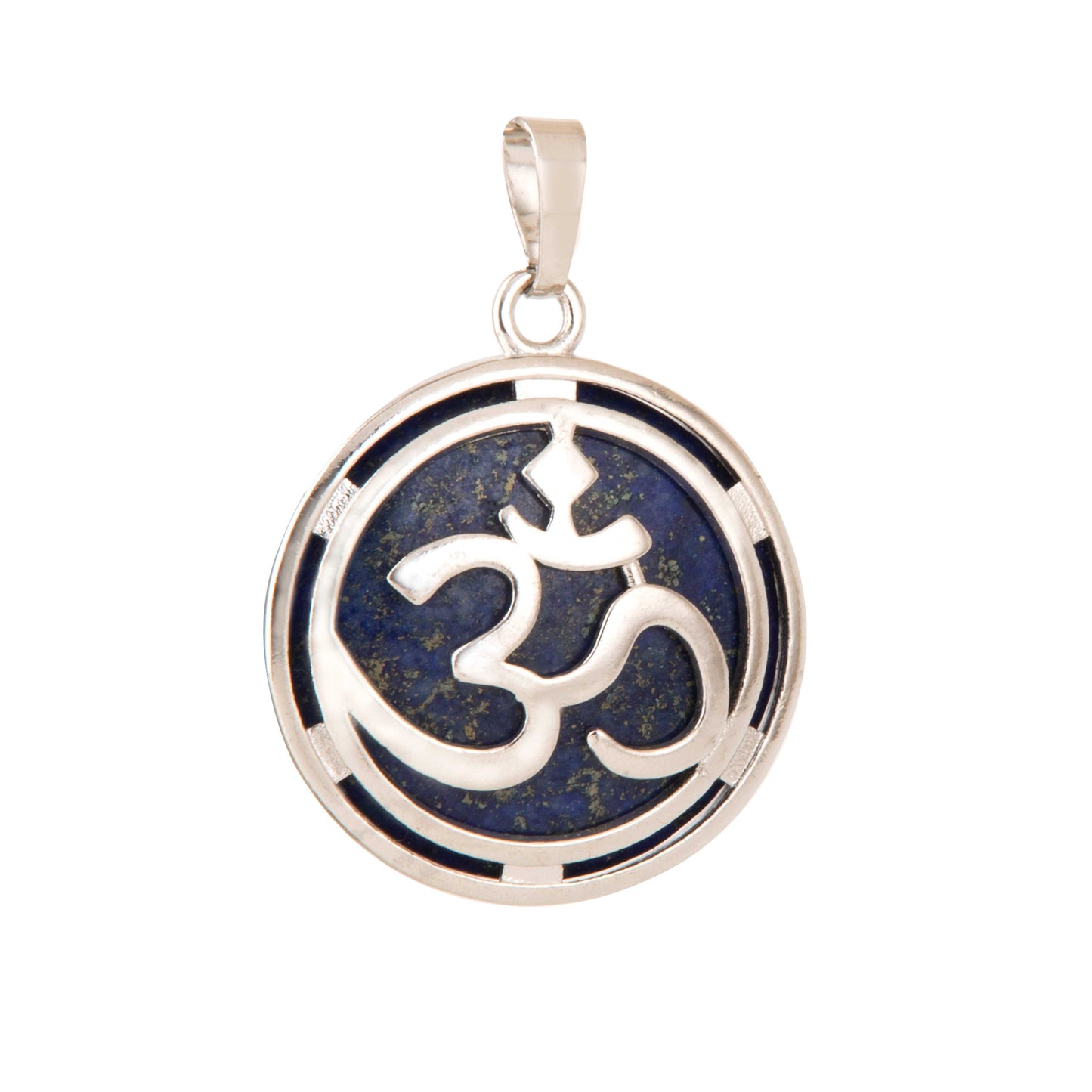 Natural Lapis Lazulli Om Crystal Pendant in metal