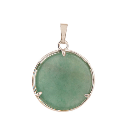 Natural Green Aventurine Om Crystal Pendant in metal